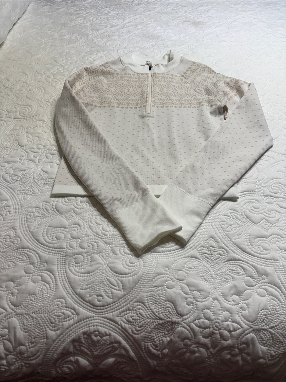 DSG Cream Half-Zip Patterned Pullover